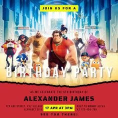 wreck it ralph birthday invitation template Wreck It Ralph, Birthday Invitation Template, Birthday Invitations, Birthday