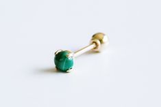 "\"This listing is for 1 PIECE, not a pair Gemstone Ball :3mm Materials: 14k real solid gold (pin and backing) Gemstone: Sky(Turquoise) Green (Malachite ) Bar Type Bar gauge: 20g (0.8mm) Bar long :6mm or 8mm Backing Type : Ball(3mm) or butterfly back (3mm)" Hypoallergenic 14k Gold Green Jewelry, Hypoallergenic Green 14k Gold Jewelry, Green Pierced Cartilage Earrings As Gift, Green Internally Threaded Cartilage Earrings As Gift, Green Hypoallergenic Cartilage Earrings As Gift, Dainty Single Green Earring, Dainty Green Single Earring, Studs Piercing, Helix Jewelry