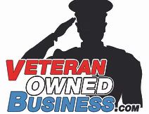 the logo for veteran owned business, with a silhouette of a man holding a baseball bat