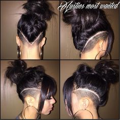 Shaved Long Hairstyles, V Shape Undercut Women, Fade Mohawk For Women, Masc Hair Styles For Women, Undercut V Shape, Double Side Shave Long Hair, Women’s Under Cut Hair, Small Undercut, Female Undercut Long Hair