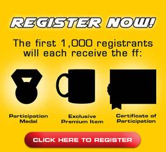 a yellow poster with the words register now and two coffee mugs on each side