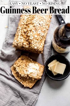 oatmeal bread and butter on a towel