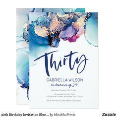 an elegant blue and gold birthday party card with the word sixteen on it's front