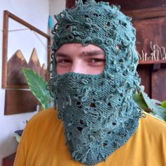 Green distressed balaclava mask balaclava knit The balaclava does not prick and takes on your head shape while wearing. Material : 50% Acrylic 50% wool This is a hand knitted standard size Balaclava face mask unisex Washing instruction: * Recommended hand washing * Allowed machine washing not above 30 degrees Celsius Black Bustier, Vintage Corset, Full Face Mask, Fringe Skirt, Ski Mask, Full Face, Head Shapes, Vintage Tops, Vintage Black