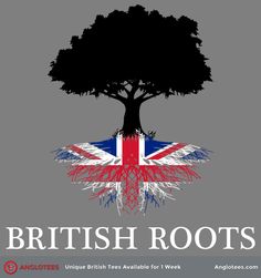 the british roots logo with an image of a tree in the middle and union jack on it