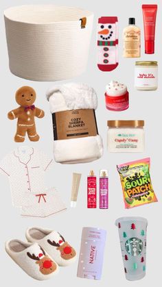 the contents of a baby's christmas gift set