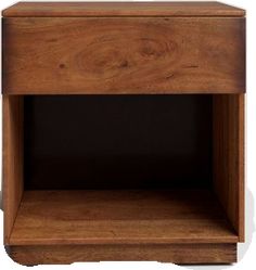 a wooden night stand with one drawer open