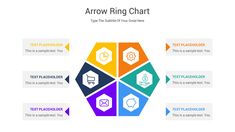 the arrow ring chart for powerpoint is shown with four different colors and shapes on it