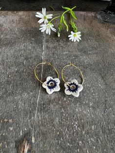 Excited to share the latest addition to my #etsy shop: Flower Ceramic Earrings Hoop, Blue White Earrings, Sterling Silver Plated Hoop, Earrings Romantic Ceramic Jewelry Blue And White Earrings, Wedding Gifts For Groom, Ceramic Earring, Casual Jewelry, White Earrings, Unique Handmade Jewelry, Ceramic Flowers, Ceramic Jewelry, Turquoise Earrings