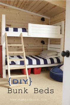 a bunk bed made out of pallet wood with text overlay reading marvelous double decker bed for kids diy bunk beds