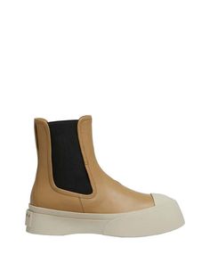 The cream nappa leather pablo chelsea boot by marni is a chunky platform boot featuring a chunky fabrication and marni logo on the back.    -   upper: 100% calf leather  - lining: 100% ovine leather  - inside: 100% ovine leather  - sole: 100% rubber  -  made in italy    title tag  marni chelsea boot | showroom    custom label 0  welcome15    google product category  apparel & accessories > shoes > boots    age group  adult    gender  female    custom product  false    color  cream    condition Ankle Flats, Platform Boots Chunky, Brown Chelsea Boots, Botas Chelsea, Color Crema, Custom Label, Boot Pumps, Chunky Platform, The Cream