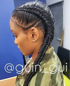 Image result for two braids hairstyles with weave Two Braids With Weave, Two Cornrow Braids, New Braided Hairstyles, Weave Hairstyles Braided, Two Braid Hairstyles, Cornrows Styles, Feed In Braid, Cool Braid Hairstyles