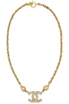 Chanel Coco Mark Rhinestone Necklace In Metallic - Gold | Editorialist France Spring, Chanel Jewelry Necklace, Chanel Necklace, Gold Chanel, Shopping Chanel, Onyx Necklace, Gold Diamond Necklace, Chanel Jewelry, Station Necklace