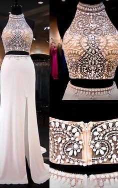 Sparkle Top Outfit, Ivory Prom Dresses, Evening Dress Long, Robes D'occasion, Real Images, Formal Dresses For Teens, Prom Dresses Modest, Beaded Prom Dress, Piece Prom Dress