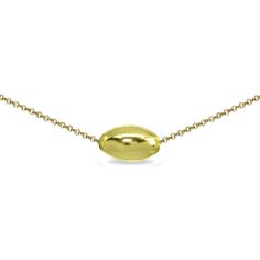 Wear this delicate necklace to enhance your daytime and evening attire. This dainty necklace features an oval polished bead, for a chic and stylish look perfect for women and girls. This minimalist necklace is crafted of fine yellow gold flashed sterling silver. The necklace includes a 16 inch plus an extender rolo chain that secures by a spring-ring clasp. This fashion necklace in fine jewelry is a great addition to your sterling silver jewelry. Product Details Metal Type yellow-gold-flashed-si Gold Necklaces With Oval Beads, Elegant Gold Necklace With Oval Beads, Ring Pendant Necklace, Charm Set, Rolo Chain, Minimalist Necklace, Fine Jewellery Necklace, Delicate Necklace, Toe Rings