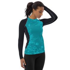 🌊🌞 Unleash Your Coastal Energy: Women’s Long-Sleeve Rash Guard 🌞🌊 Dive into Adventure, Fearlessly! Don’t let the waves wait—ride them in style with our smooth and versatile long-sleeve rash guard. Whether you’re catching waves, practicing beach yoga, or simply soaking up the sun, this rash guard has your back (and your arms, and your vibes). Here’s why it’s your ultimate beachside companion: 🌟 Sun-Kissed Armor: With a 50 UPF, it’s your shield against those fiery sun rays. Say hello to sun-k