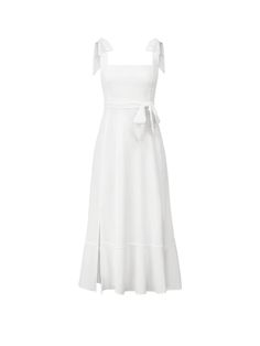 Make a daring statement in our AVIANCA Shoulder Tie Bridal Midi Dress in wedding white. This alluring bridal inspired midi dress features the signature AVIANCA shoulder tie detailing and rich claret fabric with a delicate shimmer, creating a sophisticated and exclusive look for the fashion-forward bride. Crafted with a luxurious feel, this dress is sure to dazzle on your special day or wedding guests. Size Guide: Model is 5’6” tall, and has a 33.4” bust, 26.5” waist, & 34.6” hips. She is wearing Plain White Dress, White Gown, White Midi, Wedding White, White Outfit, Wedding Guests, White Midi Dress, Trendy Accessories, White Outfits