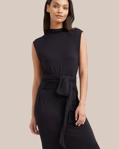 Eden Sleeveless Tie-Front Dress  |  Modern Citizen Statement Sandals, Sleek Dress, Dress Modern, Tie Front Dress, Spring Summer 2022, Modern Dress, Summer 2022, Tie Belt, Warm Weather