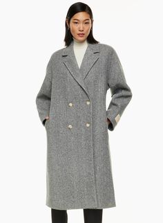 THE SLOUCH™ COAT NEW | Aritzia Slouch Coat, The Super Puff, Denim Vans, Wind Protection, Easy Shape, Mom Dress, Cashmere Coat, Fashion Socks, Herringbone Pattern