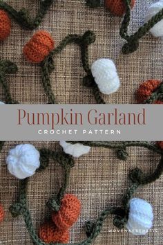 Crochet Bobble, Crochet Garland, Pumpkin Garland, Beginner Crochet Projects, Holiday Crochet, Crochet Pumpkin