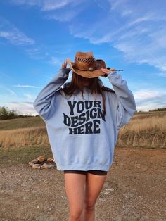 Light Blue Hoodie, Hoodie Mockup, Western Cowgirls, Media Images, Blue Aesthetic, Mockup, Print On Demand, Light Blue, Sweat Shirt