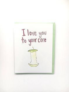 a greeting card with an illustration of a hat and umbrella that says i love you to your core