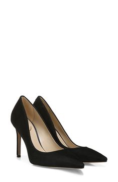 A classic stiletto adds leg-lengthening lift and timeless appeal to an elegant pointy-toe pump. 4" heel  (size 8.5) Leather, synthetic, textile or genuine calf-hair upper/synthetic lining/rubber sole Imported Classic 4-inch Heels For Gala, Elegant Fitted Court Shoes With 4-inch Heel, Elegant 4-inch Heel Court Shoes For Office, Classic Heels With Wrapped Heel, Classic Fitted Heels With Wrapped Heel, Formal Heels With 4-inch Heel, Elegant Pointed Toe Heels, Elegant Fitted Court Shoes With Padded Heel, Elegant Pointed Toe Heels With 4-inch Heel