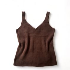 Brand New! Brown Ribbed Tank Top With A V-Neckline - Stretchy And Comfortable #Vests Brown Textured Knit V-neck Top, Chic Brown V-neck Knit Top, Brown Knitted V-neck Top, Ribbed Knit V-neck Top, Ribbed V-neck Knit Top, Fall Seamless V-neck Top, Seamless V-neck Fall Top, Seamless V-neck Tops For Fall, Fitted Brown Knit Top With V-neck