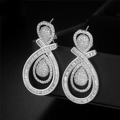 Lab-Created White 6.42CT Sparkle Diamonds Beautiful Twist Earrings In 935 Silver Elegant Hand Set Pear-shaped Earrings, Elegant Hand-set Pear-shaped Earrings, Twist Earrings, Diamond Jewelry Earrings, Bangles Gold, White Pictures, Indian Jewellery Design Earrings, Indian Jewellery Design, Jewelry Design Earrings