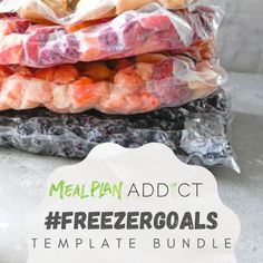 the freezer goals meal plan is stacked on top of each other with text overlay