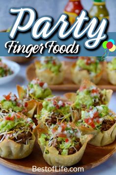 party finger foods with text overlay