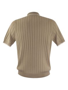 This polo shirt in pure cotton crepe yarn with flat rib is the epitome of sophistication and style. The elegant texture of the flat-ribbed knit, along with the ribbed trims on the collar, cuffs, and hem, adds a touch of class to the garment. The contrasting striped cuffs and collar bring a modern element to the design, making it a versatile, high-quality choice for any wardrobe. Flat rib knit Sail collar Short round sleeves Ribbed collar, cuffs, and bottom hem Contrasting striped cuffs and colla Elegant Texture, Burberry Shop, Versace Shop, White Beige, Lace Boots, Women Collection, Size Clothing, Clothes For Sale, Shoe Laces