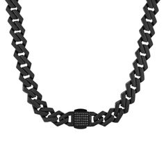 1/2CTW black diamond black stainless steel 20-inch link chain necklace with lobster claw closure. Helzberg Diamonds, Link Chain Necklace, Black Diamonds, Black Stainless Steel, Chain Link Necklace, Necklace Sizes, Link Necklace, Stainless Steel Chain, Chain Pendants