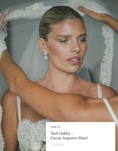 Tash Oakley wows with a romantic, sleek updo at her wedding in Caesar Augustus Hotel. Ideal for brides seeking a combination of modern and classic styles. #TashOakley #RomanticUpdo #BridalHairInspiration #WeddingStyle #BridalInspo Tash Oakley, Caesar Augustus, Twist Weave, Romantic Updo, Bridal Hair Inspiration