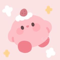 a pink pig with white clouds on it's head