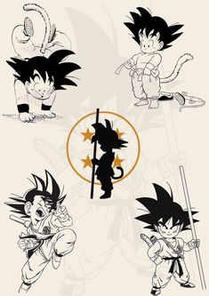 some very cute cartoon characters in black and white colors, one with a dragon on his back