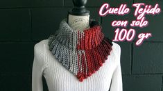 a knitted scarf on top of a white mannequin torso with the words cuelo tujo can solo 100 gr