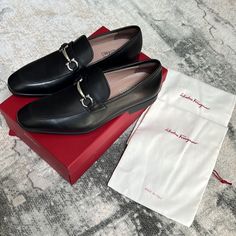 100% Authentic Salvatore Ferragamo Loafers Black - Silver Buckle On The Front Brand New And Never Worn Absolutely No Scratches Or Imperfections Completely Perfect Condition Mens Fashion Suits, Loafer Shoes, Salvatore Ferragamo, Black Silver, Men's Shoes, Loafers, Buckle, Slip On, Im Not Perfect