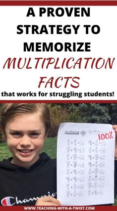 a young boy holding up a white piece of paper with the words, a proven strategy to