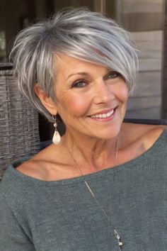 A Line Pixie Asymmetrical Haircuts, Best Short Hairstyles, Hairstyles For Women Over 60, Short Hair Trends, Short Grey Hair, Different Hair Types, Different Hair