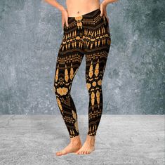 These multicoloured UV-Reactive Psychedelic Fractal Print Leggings are perfect for any festival or dance event.  Made of soft polyester and elastane, they are lightweight and comfortable to wear. These ankle-high cut and mid-waist fit leggings are available in sizes XS to 2XL. The slimming feature adds to the flattering fit. The elastic waistband ensures a secure fit while the stretchy material allows for ease of movement during yoga or dance, these leggings are assembled in the USA for total qu Punk Leggings, Goth Leggings, Gothic Leggings, Yoga Tights, Dance Event, Style Steampunk, Ankle Length Leggings, Gothic Clothing, Legging Outfits