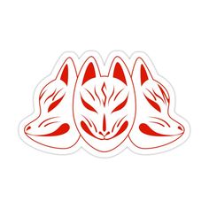 three red fox heads sticker on a white background with the words, ` person '