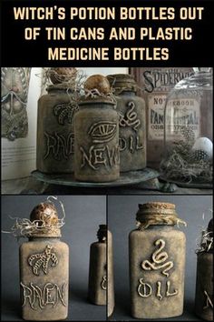 an old fashioned medicine bottle with some writing on it and two bottles next to each other