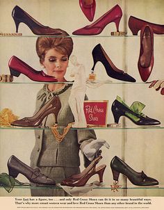 ipernity: Red Cross Shoes Ad, 1964 - by amylsacks Principles Of Marketing, Cross Shoes, Black Photos, Mom Beauty, Shoes Ads, Vintage Shoe, Classy Shoes, Between Us