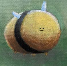 an oil painting of a yellow and black bee