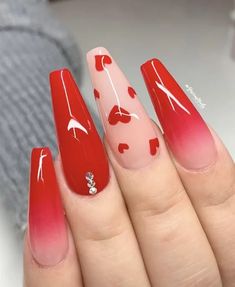 Diy Valentine's Nails, Long Acrylic Nails Coffin, Pink Acrylic Nails