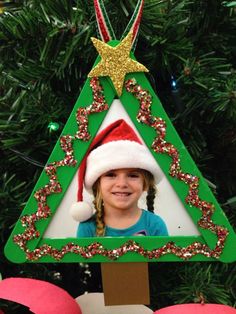 Christmas Ornament With School Picture, Kids Picture Christmas Craft, Christmas Craft With Picture For Kids, Toddler Picture Ornament Craft, Picture Ornament Crafts For Kids, Toddler Ornament Craft With Picture, Christmas Ornaments For Kids To Make With Picture, Preschool Ornament Craft With Picture, Kids Ornament Craft Picture