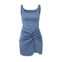 Stay stylish and chic with our Flower Denim Mini Dress! This fashionable strapless and backless dress features ruched details that create a flattering silhouette. Sleeveless and skinny design adds a touch of sexiness. Perfect for any occasion, this dress is a must-have for any fashion-forward woman. Denim Mini Dress, Evening Shoes, Denim Mini, New Product, Blue Dresses, Backless Dress, Fashion Forward, Evening Dresses, Party Dress