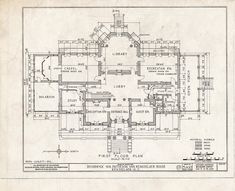 an architectural drawing shows the floor plan for a house with multiple rooms and two stories