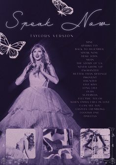 an advertisement for a show featuring a woman in a dress and butterflies